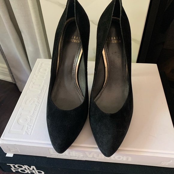 Stuart Weitzman size 9M black suede leopard pumps - Picture 4 of 7